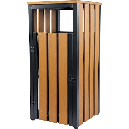 Lorell Rectangular Outdoor Can, Teak, Polystyrene, 15.8 in 42692